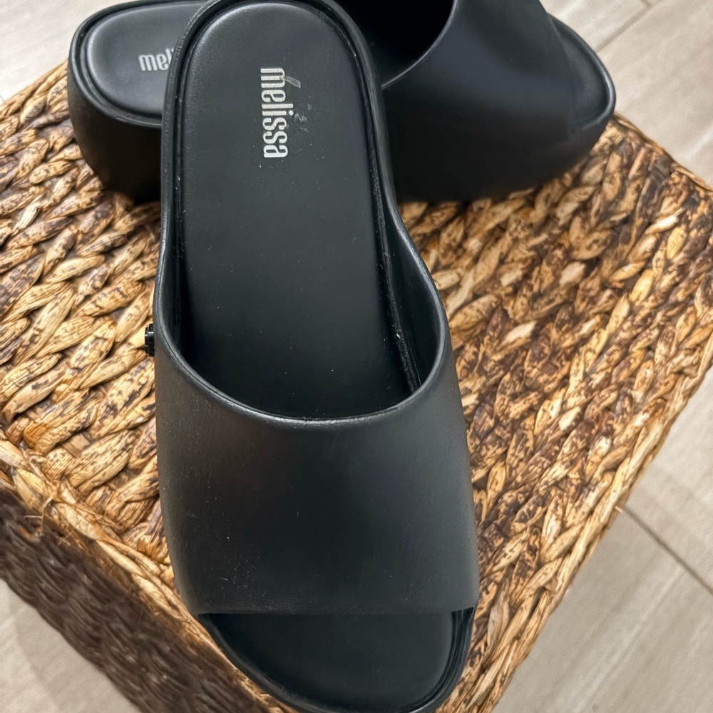 Melissa Black Open-Toe Slip-On Mules